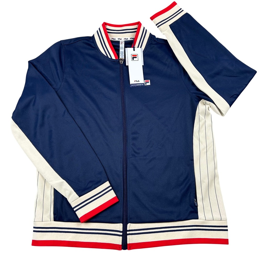 Fila Performance Iconic Settanta Tennis Track Jacket Navy Red Cream Womens Large